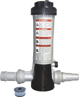 Swimming pool chemical feeder