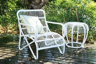 Rattan garden chair and table
