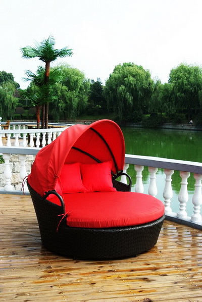 Garden outdoor furniture red round bed